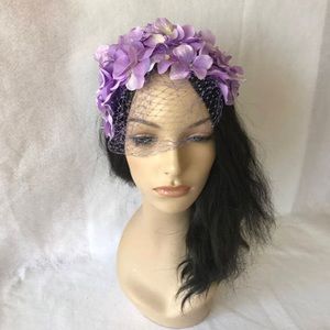 Vintage-Inspired Lavender Fascinator w/ Veil - New